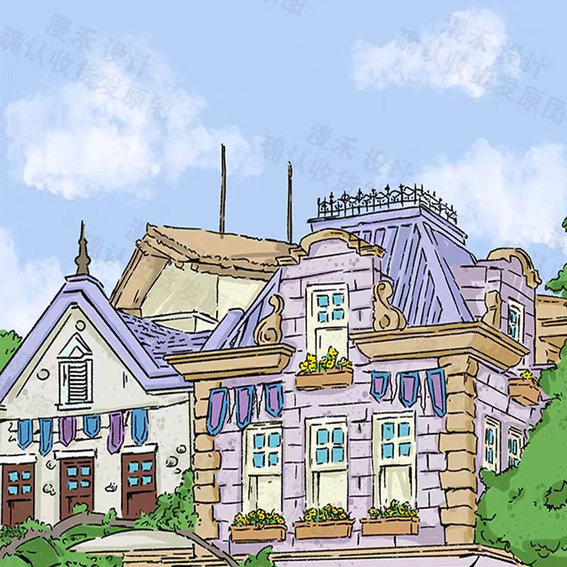 手绘卡通门头定制朋友圈背景图