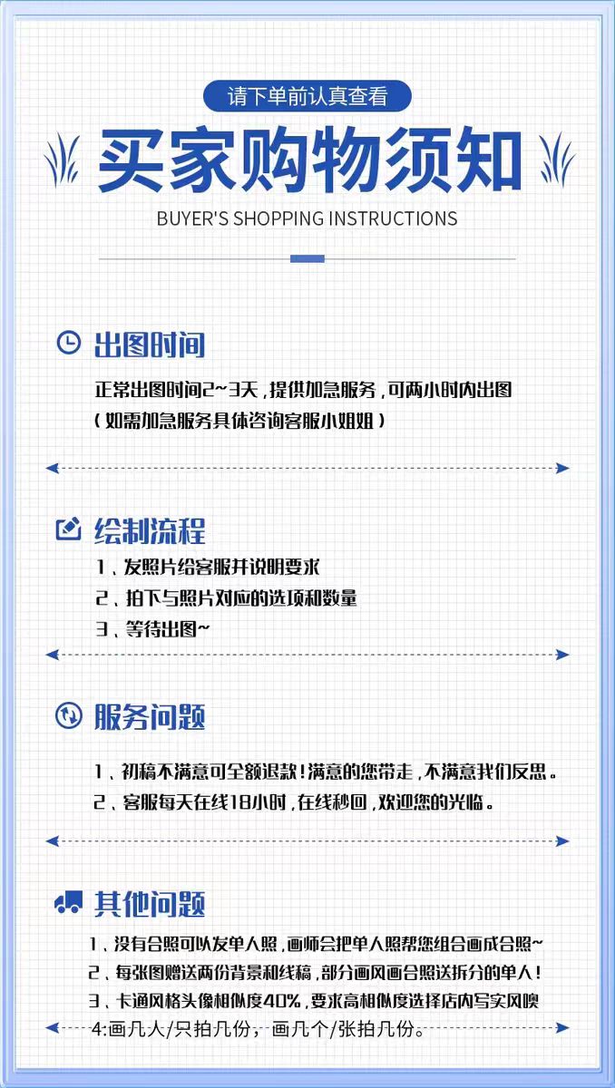 一家三四口加宠物头像全家福手绘画定制