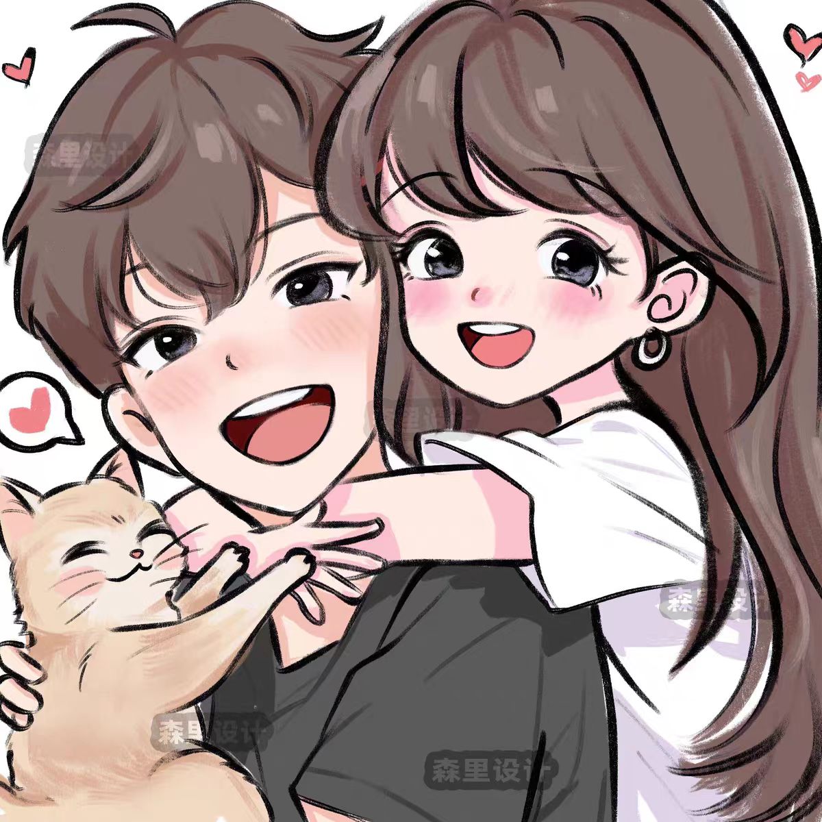 q版手绘头像定制作情侣照片约稿