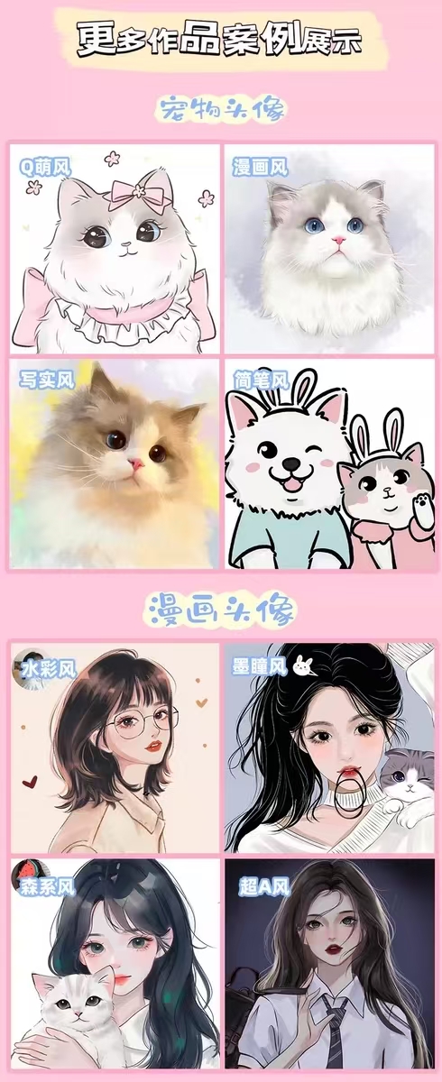 Q版手绘头像设计定制情侣宠物动漫头像